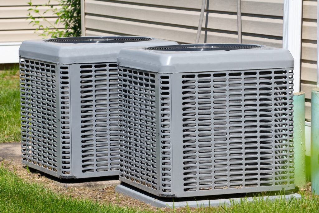 Outdoor air conditioning and heat pump units system central air