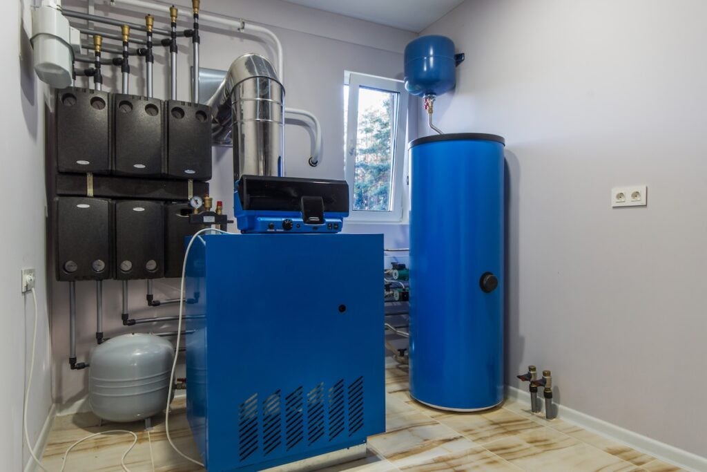 Furnace system in room blue