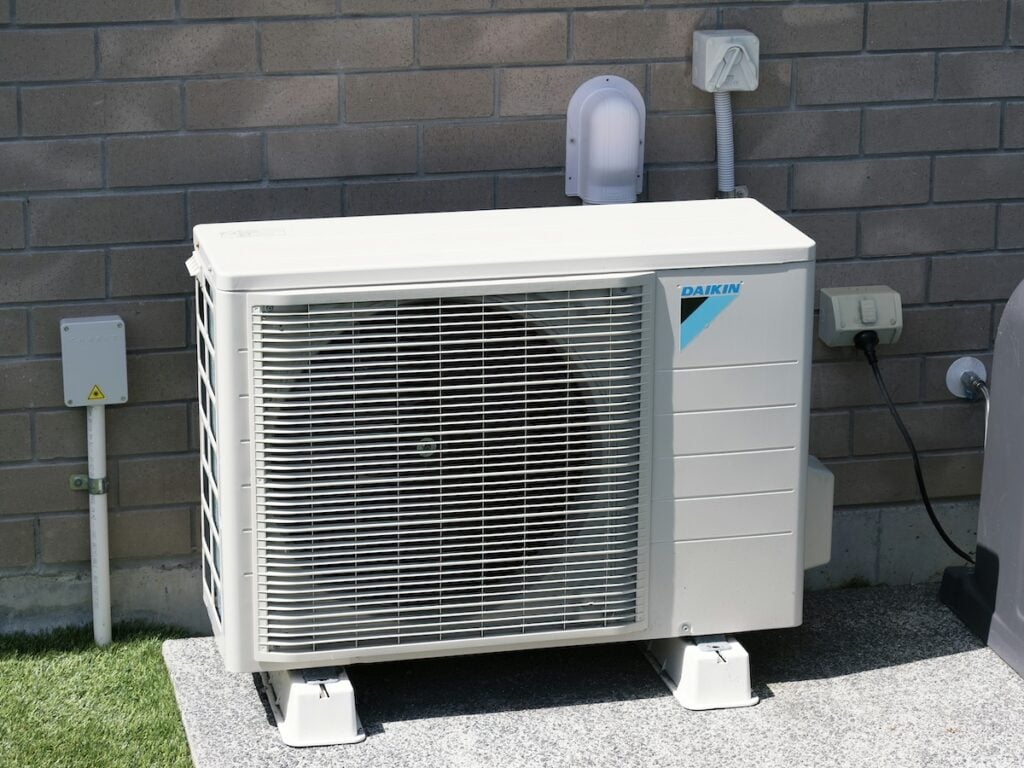 Ductless heat pump outside