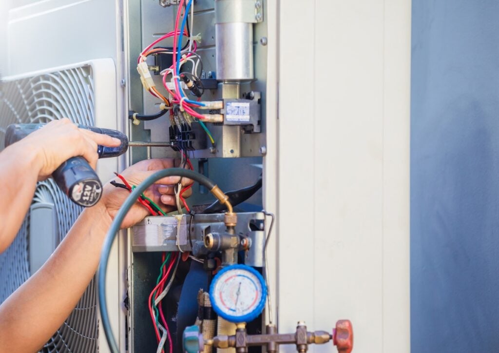 Working on a furnace